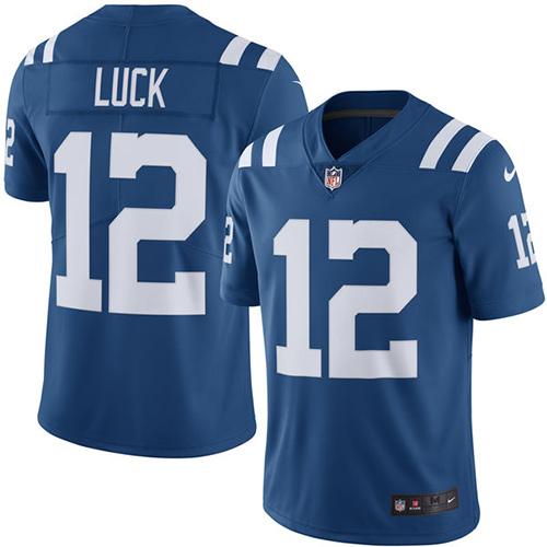 Nike Colts #12 Andrew Luck Royal Blue Men's Stitched NFL Limited Rush Jersey